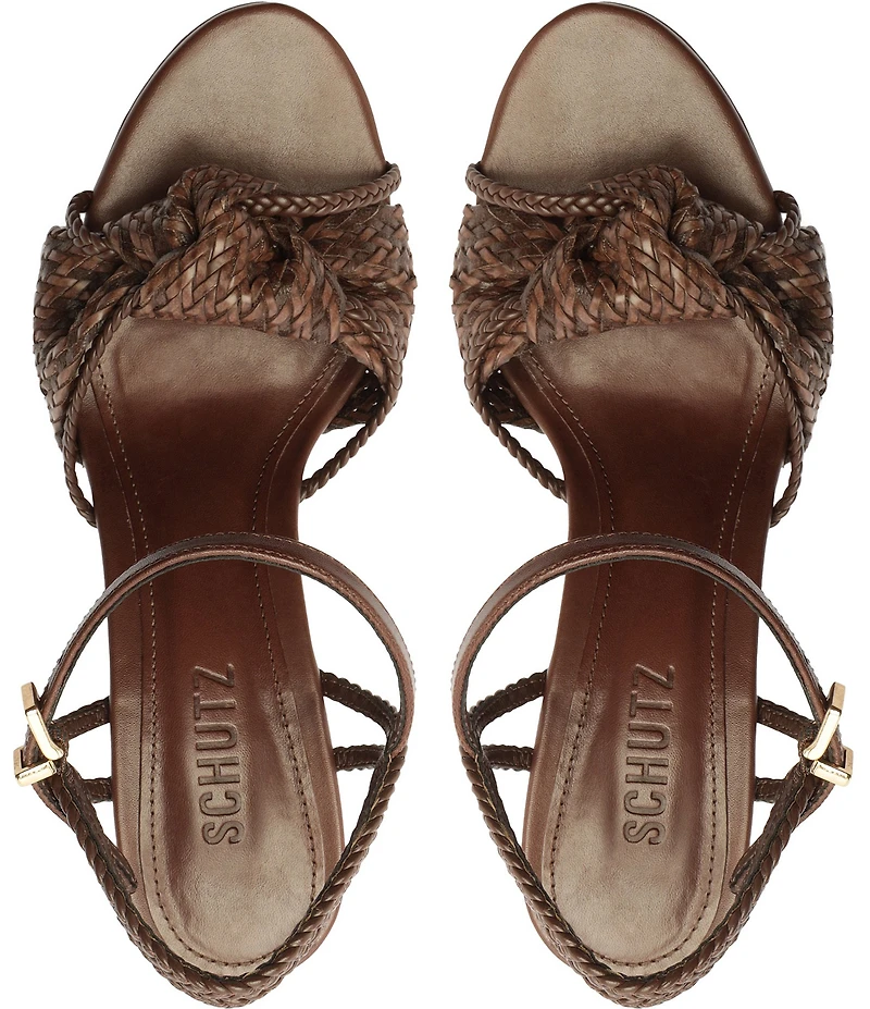 Schutz Kalina Woven Knotted Platform Block Heel Sandals