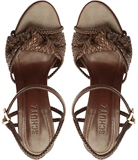 Schutz Kalina Woven Knotted Platform Block Heel Sandals