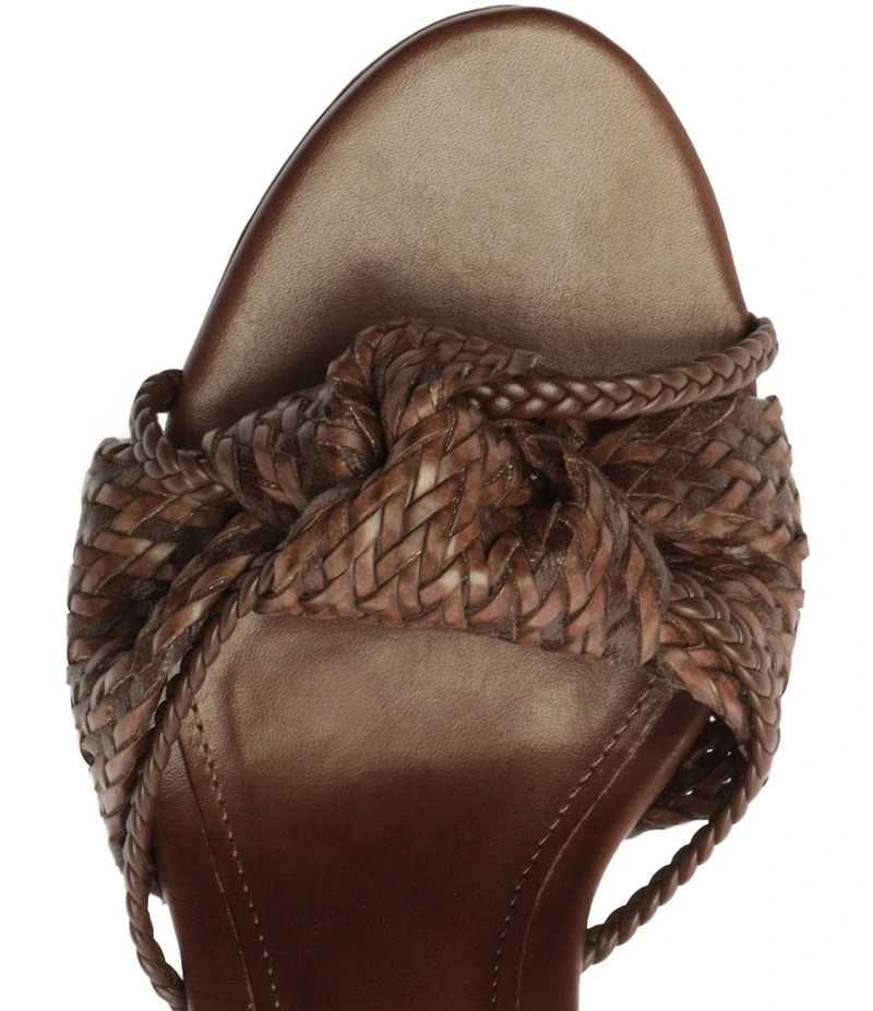 Schutz Kalina Woven Knotted Platform Block Heel Sandals