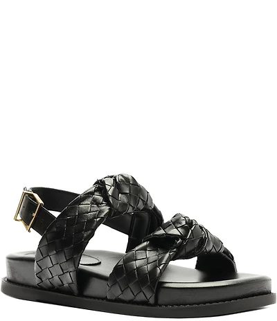 Schutz Kareena Knot Sporty Woven Leather Sandals