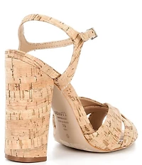 Schutz Keefa Cork Ankle Strap Block Heel Sandals