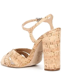 Schutz Keefa Cork Ankle Strap Block Heel Sandals