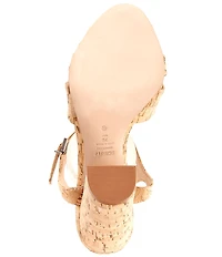 Schutz Keefa Cork Ankle Strap Block Heel Sandals