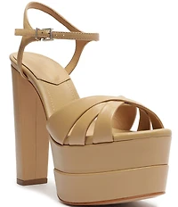 Schutz Keefa High Leather Platform Ankle Strap Sandals