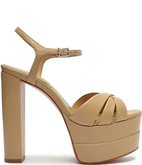 Schutz Keefa High Leather Platform Ankle Strap Sandals