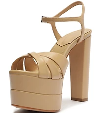Schutz Keefa High Leather Platform Ankle Strap Sandals