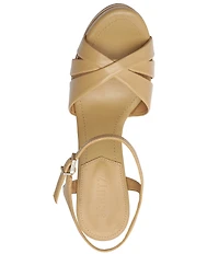 Schutz Keefa High Leather Platform Ankle Strap Sandals