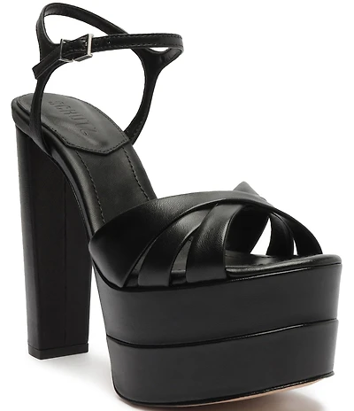 Schutz Keefa High Leather Platform Ankle Strap Sandals