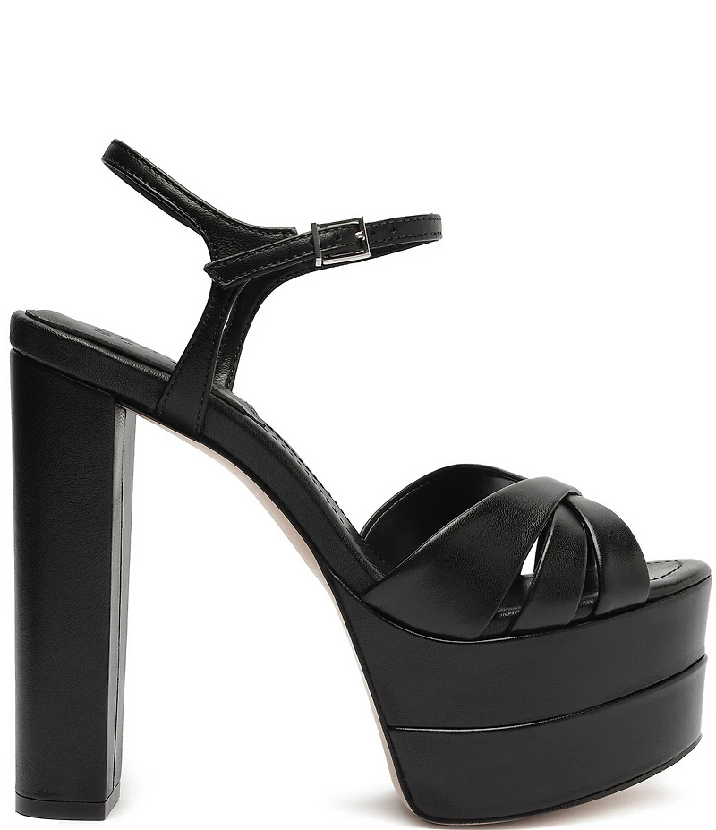 Schutz Keefa High Leather Platform Ankle Strap Sandals