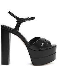 Schutz Keefa High Leather Platform Ankle Strap Sandals