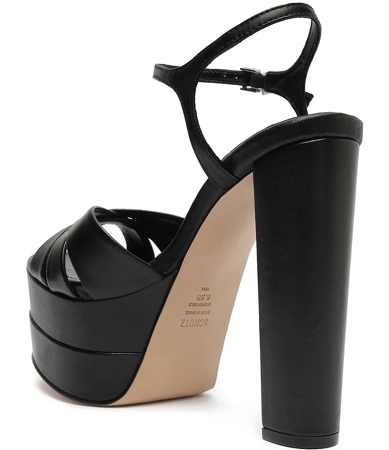 Schutz Keefa High Leather Platform Ankle Strap Sandals