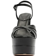 Schutz Keefa High Leather Platform Ankle Strap Sandals