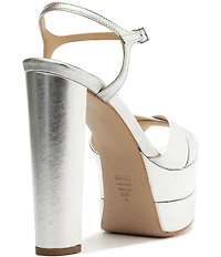 Schutz Keefa High Metallic Leather Platform Block Heel Dress Sandals