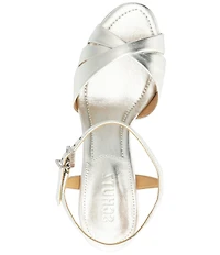 Schutz Keefa High Metallic Leather Platform Block Heel Dress Sandals