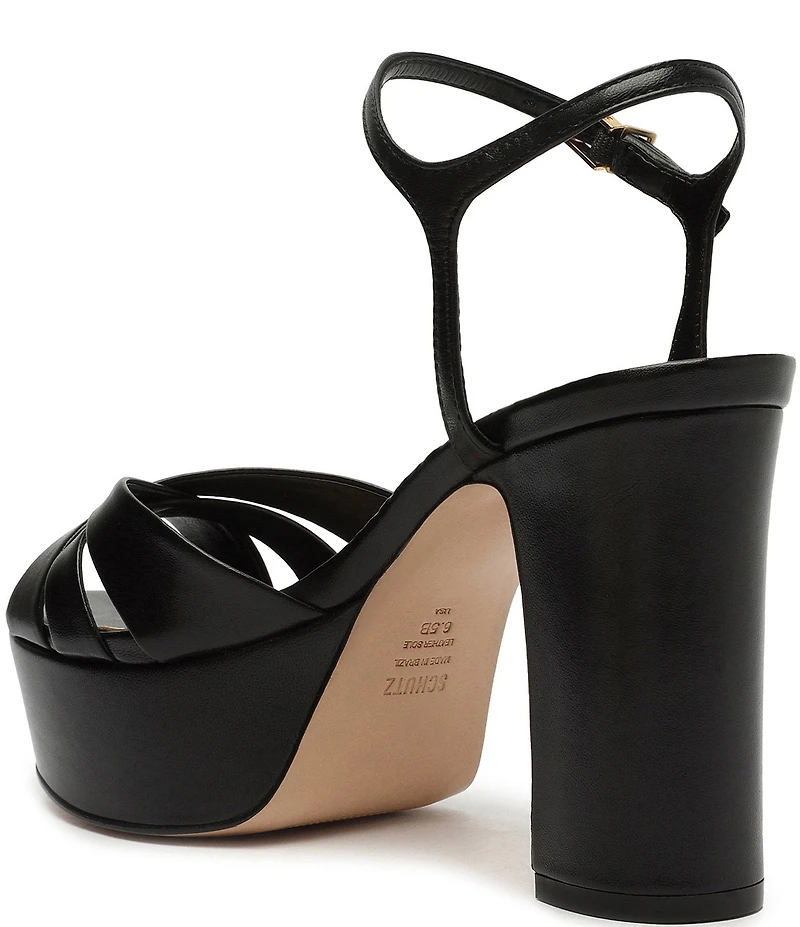 Schutz Keefa Leather Platform Ankle Strap Sandals