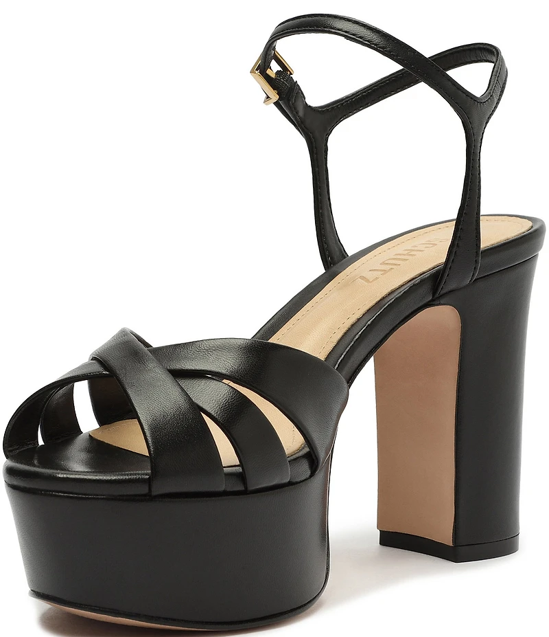 Schutz Keefa Leather Platform Ankle Strap Sandals