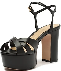 Schutz Keefa Leather Platform Ankle Strap Sandals