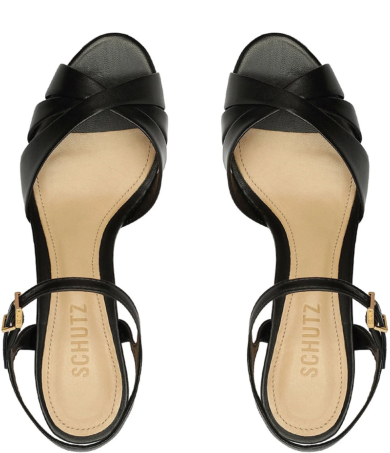 Schutz Keefa Leather Platform Ankle Strap Sandals