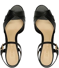 Schutz Keefa Leather Platform Ankle Strap Sandals