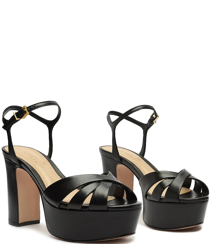 Schutz Keefa Leather Platform Ankle Strap Sandals