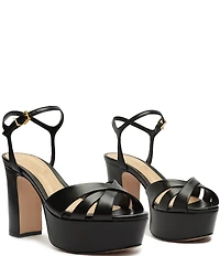 Schutz Keefa Leather Platform Ankle Strap Sandals