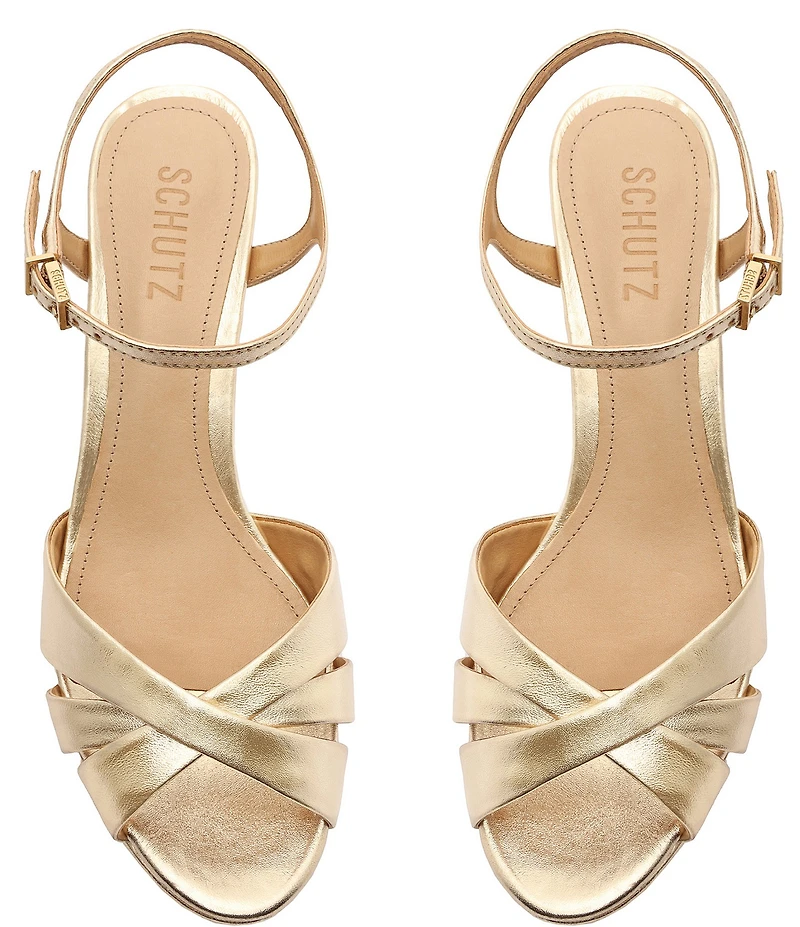 Schutz Keefa Leather Platform Ankle Strap Sandals