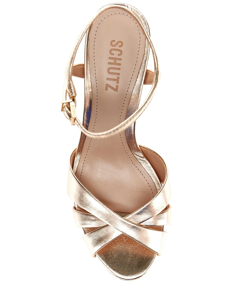 Schutz Keefa Leather Platform Ankle Strap Sandals