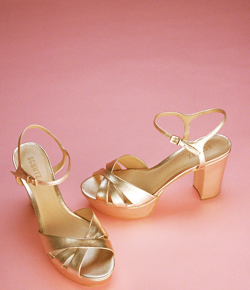 Schutz Keefa Leather Platform Ankle Strap Sandals