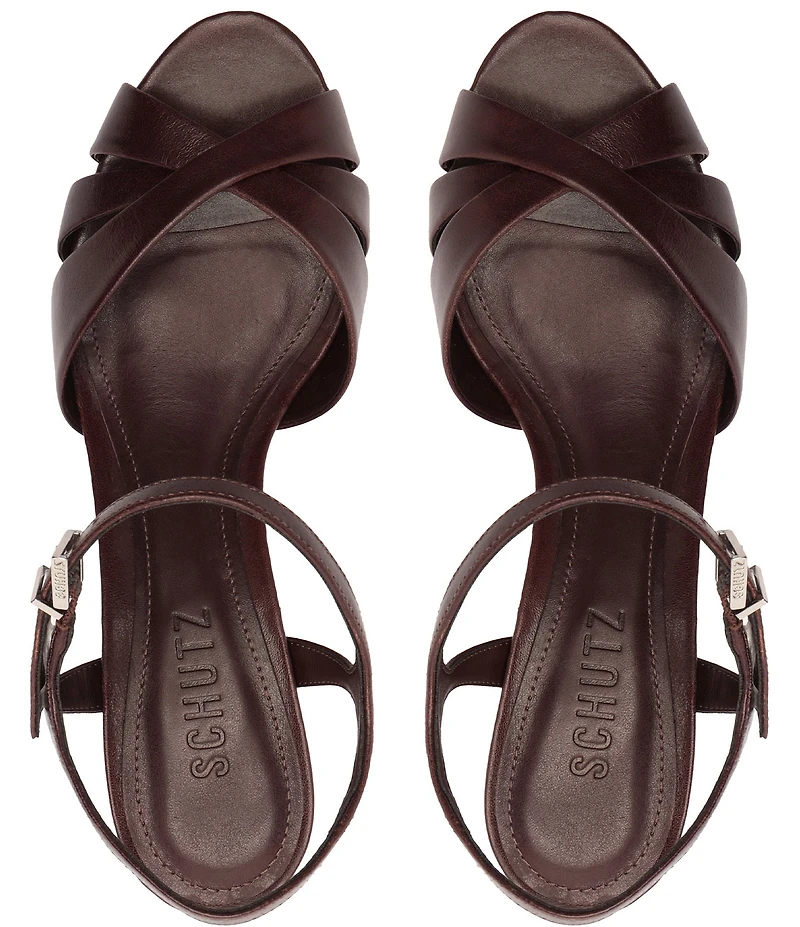 Schutz Keefa Leather Platform Block Heel Sandals