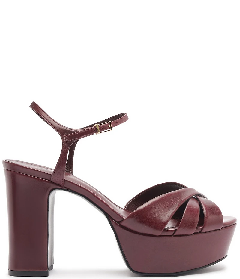 Schutz Keefa Leather Platform Block Heel Sandals