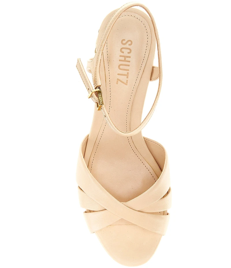 Schutz Keefa Mid Leather Ankle Strap Sandals