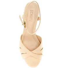 Schutz Keefa Mid Leather Ankle Strap Sandals