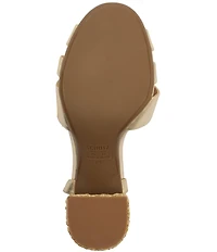 Schutz Keefa Raffia High Block Metallic Leather Sandals