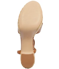 Schutz Keefa Raffia Leather Platform Block Heel Sandals