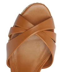Schutz Keefa Raffia Leather Platform Block Heel Sandals