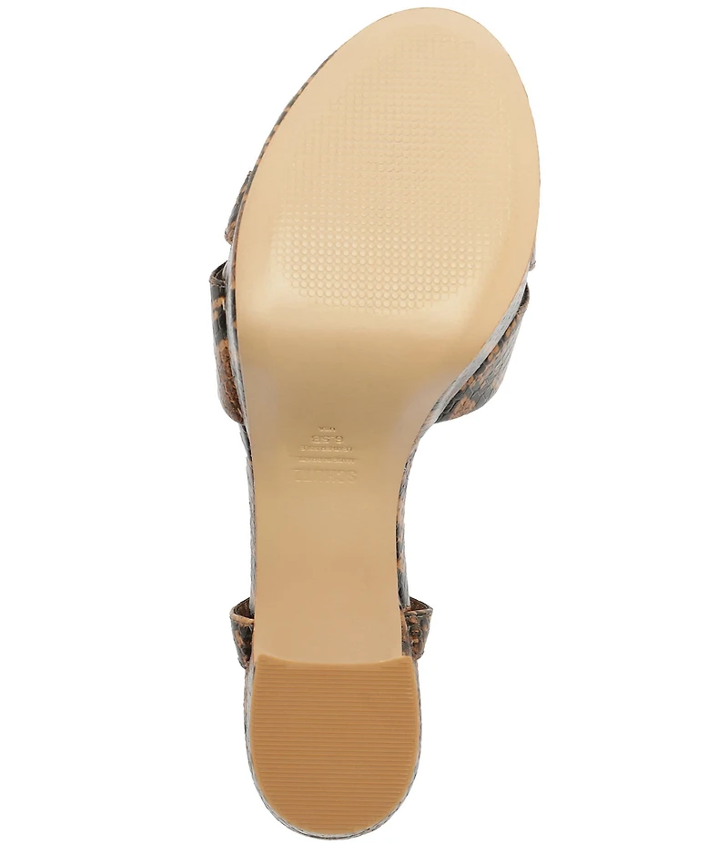 Schutz Keefa Snake Print Leather Platform Block Heel Sandals