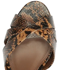 Schutz Keefa Snake Print Leather Platform Block Heel Sandals