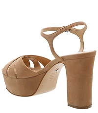 Schutz Keefa Suede Platform Ankle Strap Block Heel Sandals