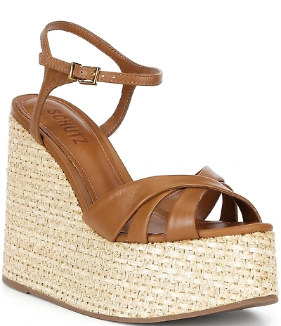 Schutz Keefa Wedge Leather Platform Sandals