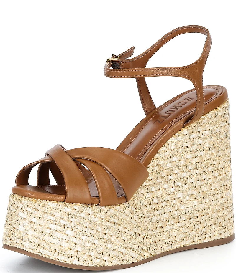 Schutz Keefa Wedge Leather Platform Sandals