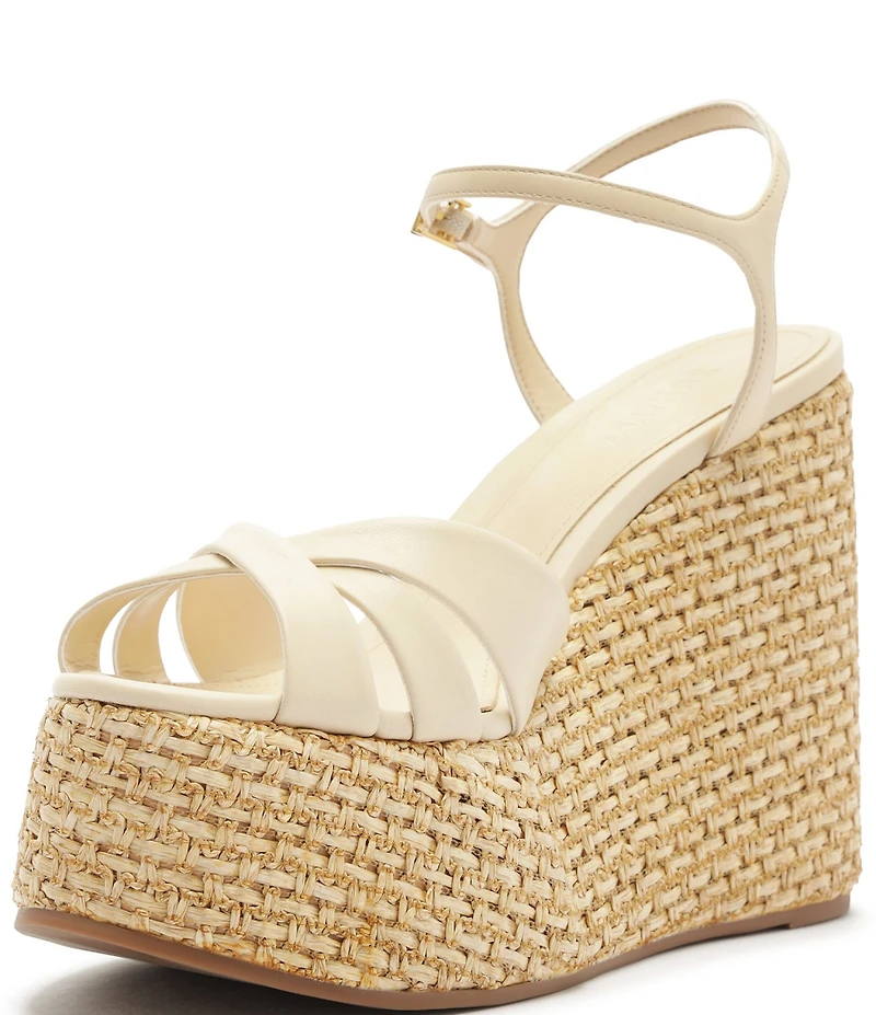 Schutz Keefa Wedge Leather Platform Sandals