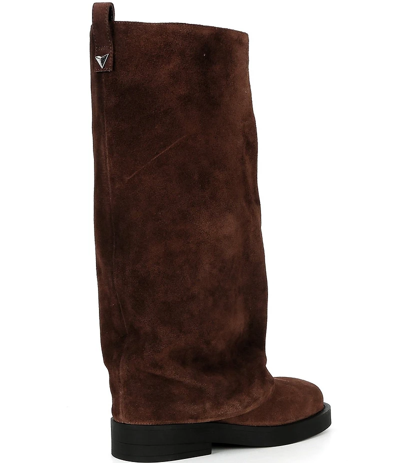 Schutz Keira Up Cloak Suede Foldover Tall Boots