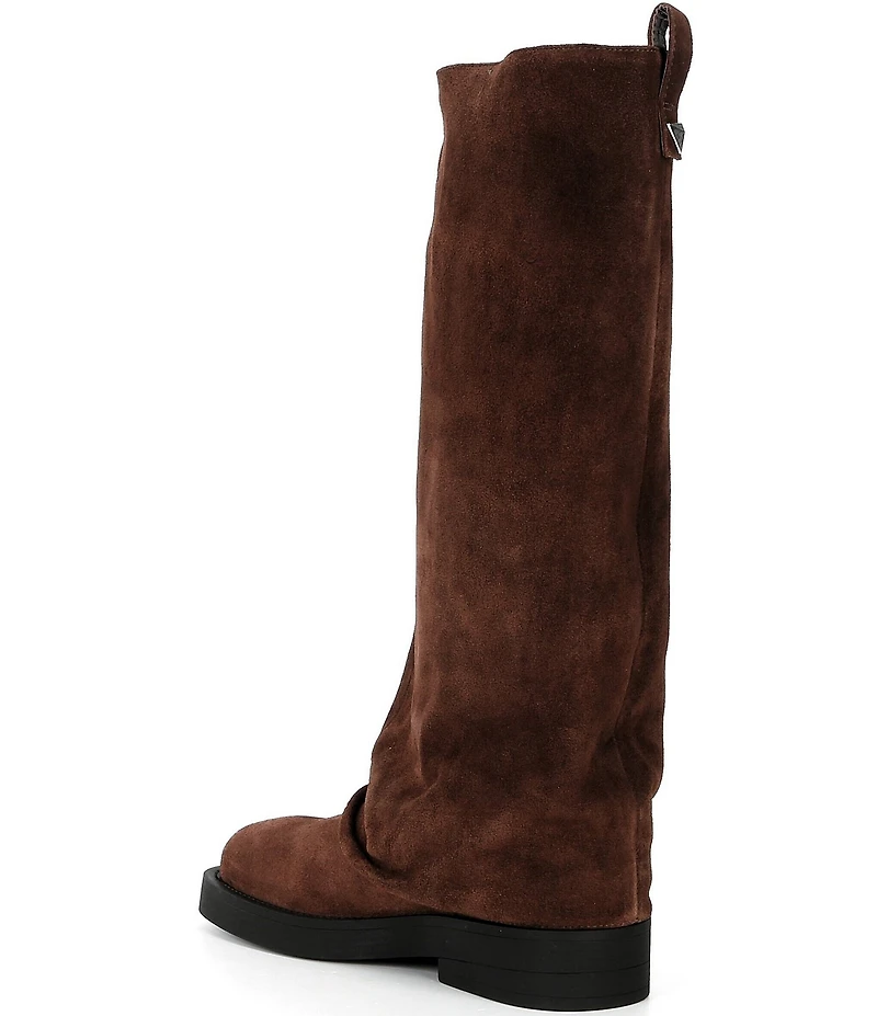 Schutz Keira Up Cloak Suede Foldover Tall Boots
