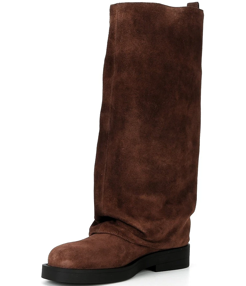 Schutz Keira Up Cloak Suede Foldover Tall Boots