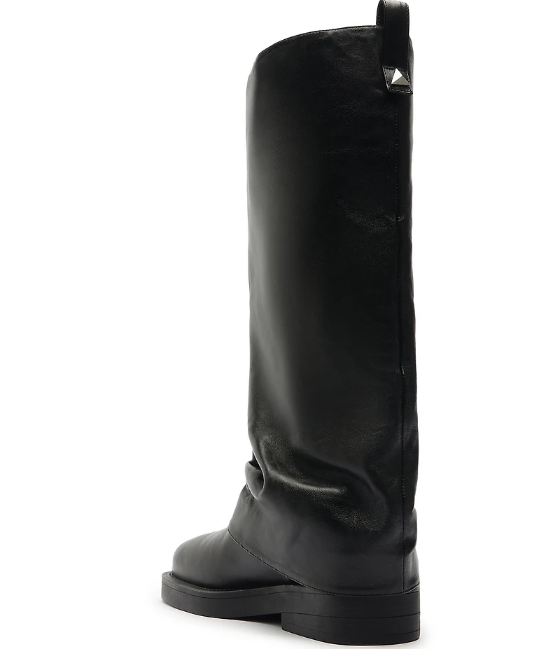 Schutz Keira Up Leather Fold Over Tall Boots