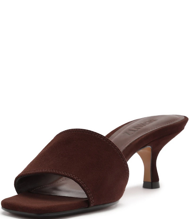 Schutz Kelsea Suede Slip On Square Toe Dress Slide Sandals