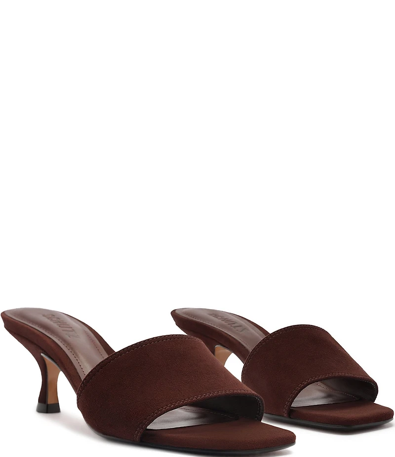 Schutz Kelsea Suede Slip On Square Toe Dress Slide Sandals