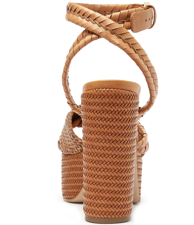 Schutz Khari Platform Woven Ankle Strap Dress Sandals