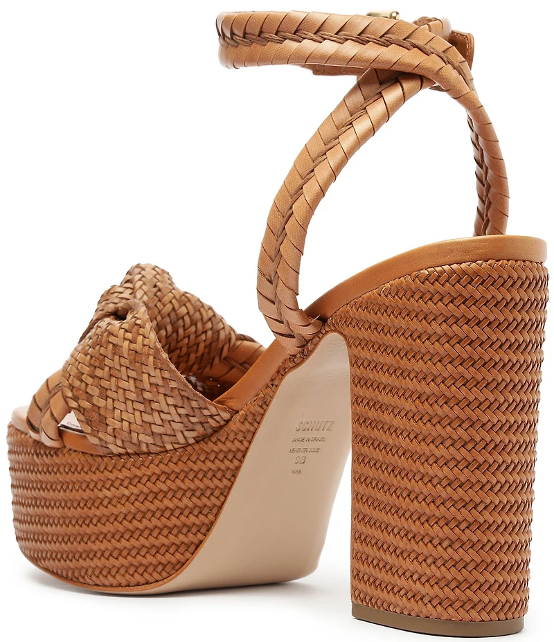 Schutz Khari Platform Woven Ankle Strap Dress Sandals