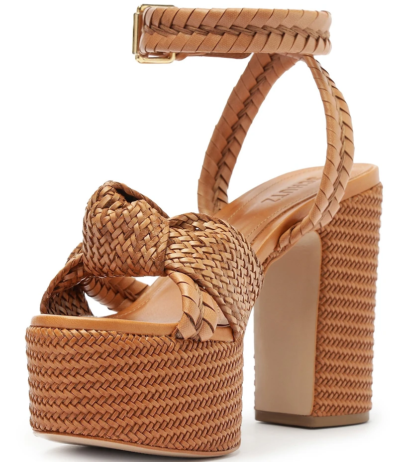 Schutz Khari Platform Woven Ankle Strap Dress Sandals